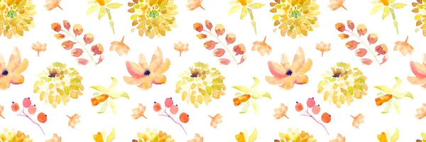 Žluté Letní Květiny Vzor Bezešvé Krásné Oranžové Květinové Ilustrace Pro — Stock fotografie