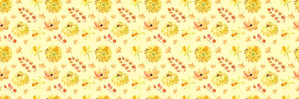 Gul Sommar Blommor Sömlösa Mönster Med Vacker Orange Blommig Illustrationer — Stockfoto