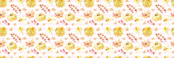 Gul Sommar Blommor Sömlösa Mönster Med Vacker Orange Blommig Illustrationer — Stockfoto
