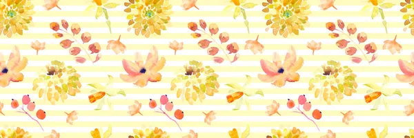 Sárga Nyári Virágok Varrat Nélküli Mintát Gyönyörű Narancssárga Virágos Illusztrációk — Stock Fotó