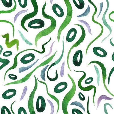 Yeşil alga seamless modeli yosun kağıt üzerinde doğal sulu boya resimler. Şaşırtıcı Tekstil, duvar kağıtları, tebrik kartı, web, arka planlar, Etiketler için.