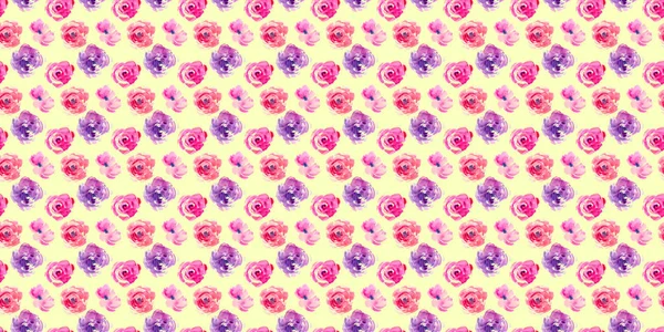 Розовый Бесшовный Узор Натуральными Акварельными Иллюстрациями Акварельных Роз Бумаге Удивительно — стоковое фото