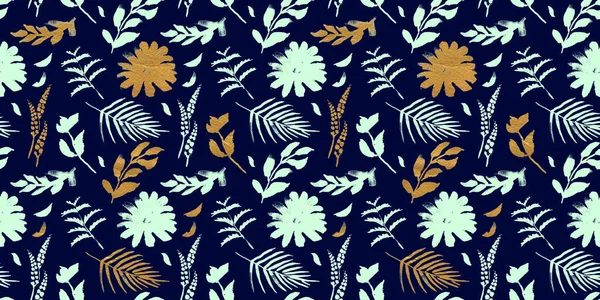Motif Botanique Bleu Sans Couture Fleurs Printemps Motif Sans Couture — Photo