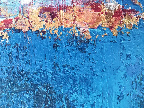 Indigo Background Trendy Blue Paint Texture Gold Foil Elements Backdrop — Stock Photo, Image