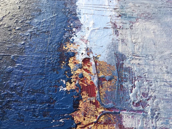 Indigo Background Trendy Blue Paint Texture Gold Foil Elements Backdrop — Stock Photo, Image