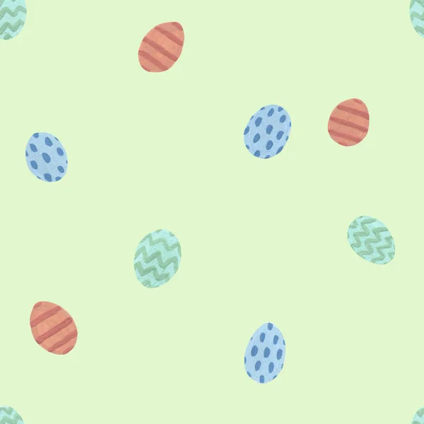 Happy Easter Egg Green Background Paschal Bunny Easter Eggs Seamless — Stock Photo, Image