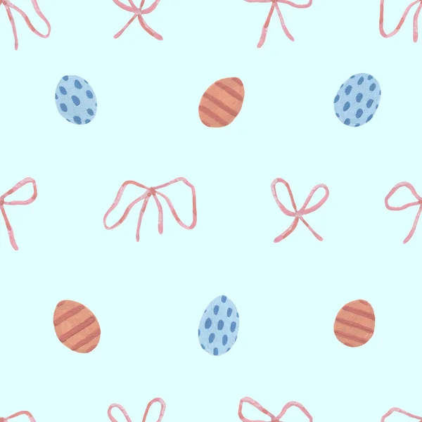 Easter eggs seamless pattern. Mint Easter banner background. Paschal bunny. Holidays herbal decoration. Easter celebration blush flowers. Gift wrap wallpaper. Blossom spring decorative floral art.