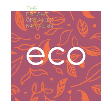 Çevresel altyapı. Doğal el yapımı organik gıda etiketi, ekolojik afiş, sağlıklı gıda konsepti, bitkisel dikişsiz süs, yaprak deseni. Yeşil düşüncenin eko dokusu. Bahar. Modern tarım.