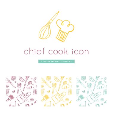 Mutfak aletleri deseni. Pastanenin arka plan çizimi. Fırın ambalajı için modaya uygun şablonlar. Kusursuz desenli ekmek evi afişi. Aşçılık okulu. Aşçılık sınıfı arkaplanı.