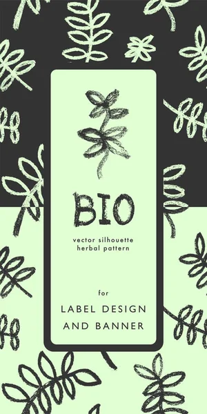 Patrón Floral Para Banner Alimentos Orgánicos Diseño Etiquetas Con Iconos — Archivo Imágenes Vectoriales