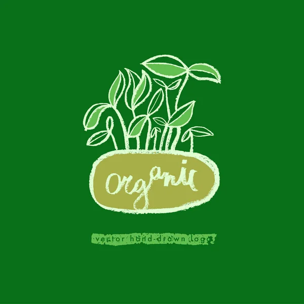 Organik gıda logosu. Sağlıklı beslenme ürünü simgeleri. El yapımı yaprakları olan klasik vejetaryen rozetler. Biyolojik tarım, vejetaryen logosu, doğal kozmetik ürünleri, çevre dostu etiket tasarımı için moda vektör amblemleri. 