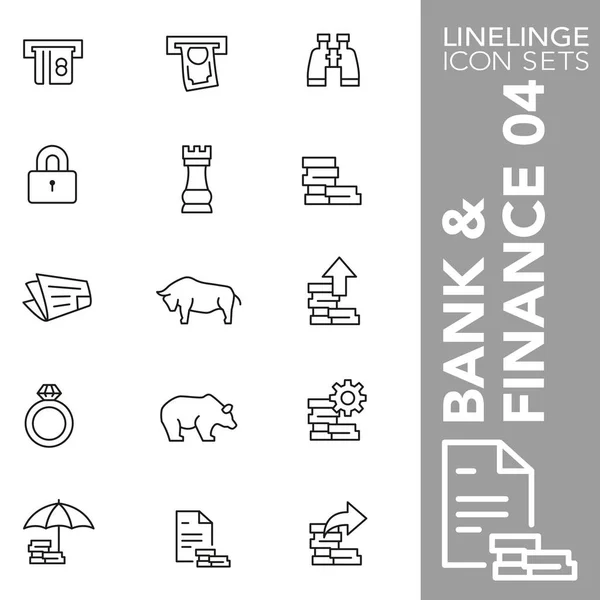 Bankacılık, finans ve ekonomi 04 prim vuruş simgesi kümesi. Linelinge, modern anahat sembol koleksiyonu