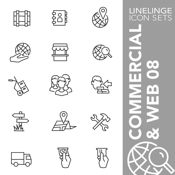 Conjunto de iconos de golpe premium de sitio web, Internet y comercial 08. Linelinge, colección de símbolos de contorno moderno — Vector de stock