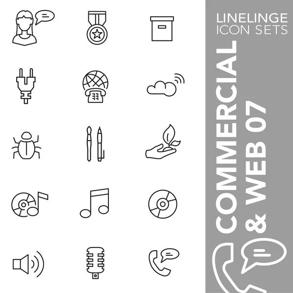 Conjunto de iconos de golpe premium de sitio web, Internet y comercial 07. Linelinge, colección de símbolos de contorno moderno — Vector de stock