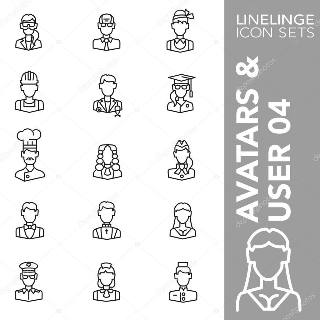 Premium stroke icon set of jobs, professionals, workforce and employee 04. Linelinge, modern outline symbol collection