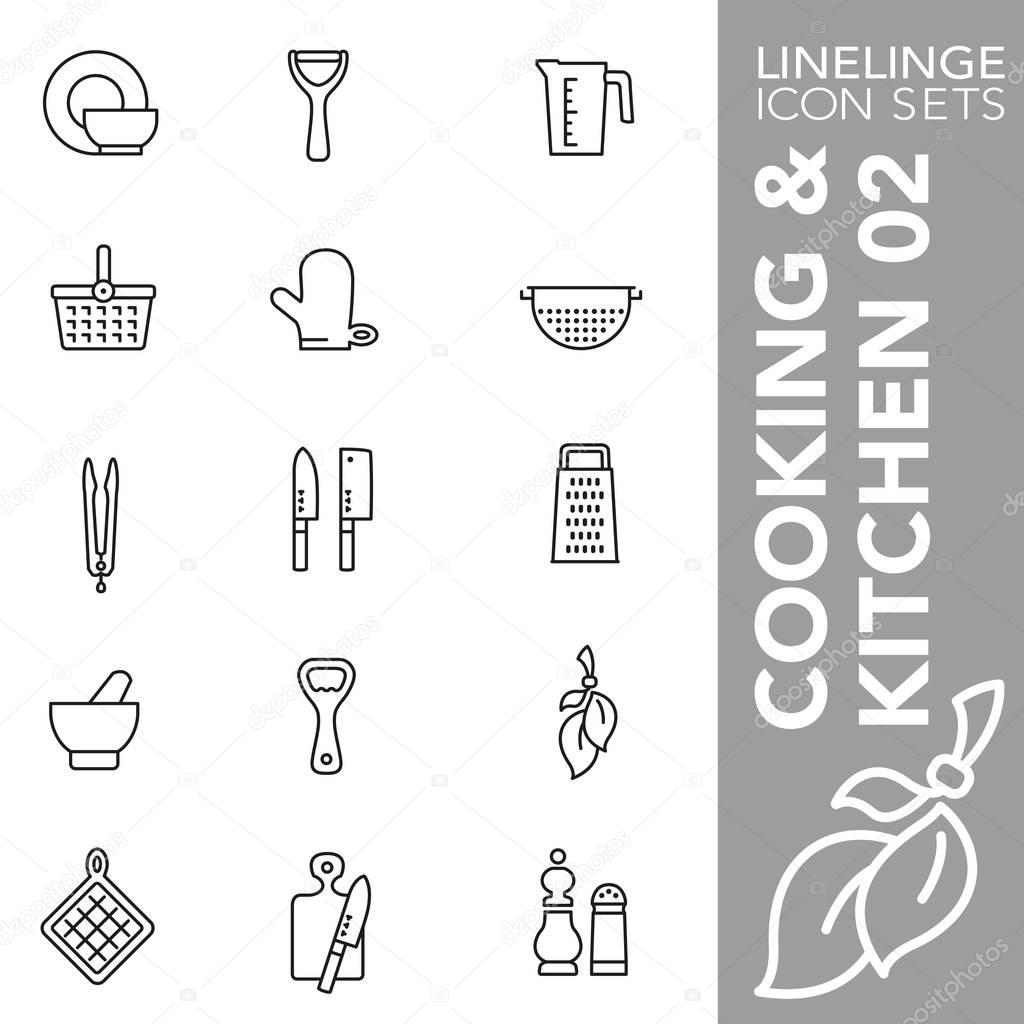 Premium stroke icon set of cooking, kitchen, chefs and food 02. Linelinge, modern outline symbol collection