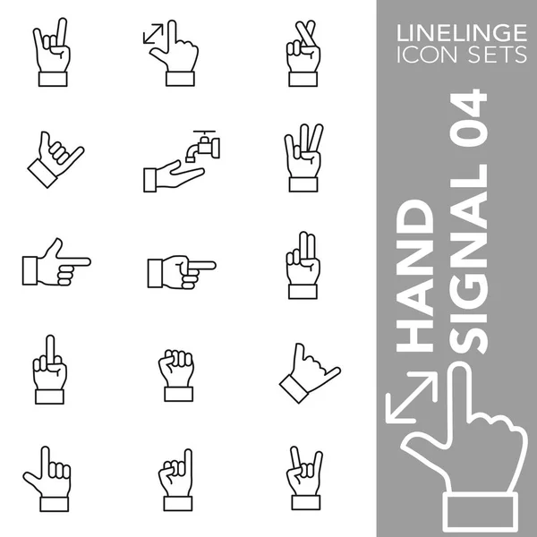Premium stroke icon set of hand gesture, finger sign, and hand signals 04. Linelinge, modern outline symbol collection — Stock Vector
