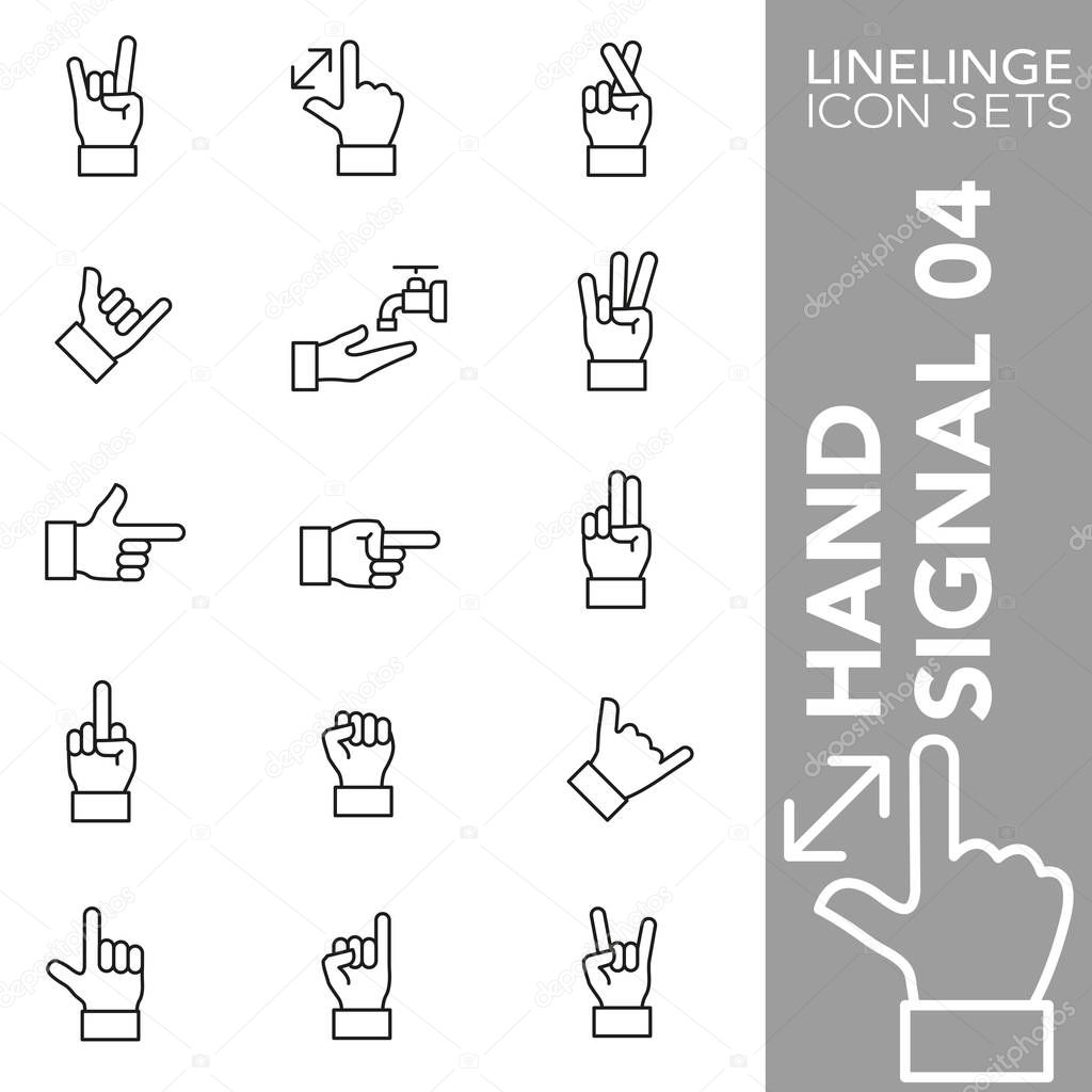 Premium stroke icon set of hand gesture, finger sign, and hand signals 04. Linelinge, modern outline symbol collection