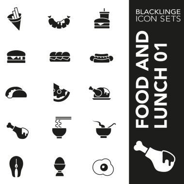 Blacklinge gıda ve yemek 01 siyah ve beyaz Icon Setler
