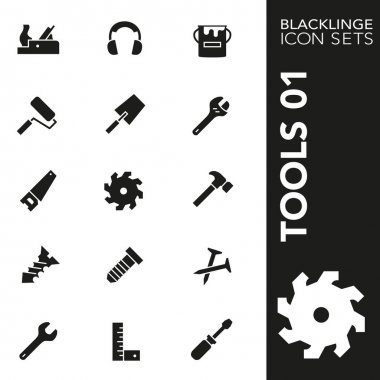 Blacklinge araçlar 01 siyah ve beyaz Icon Setler