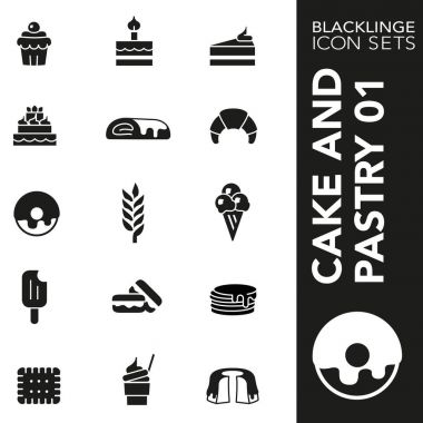 Blacklinge kek ve pasta 01 siyah ve beyaz Icon Setler