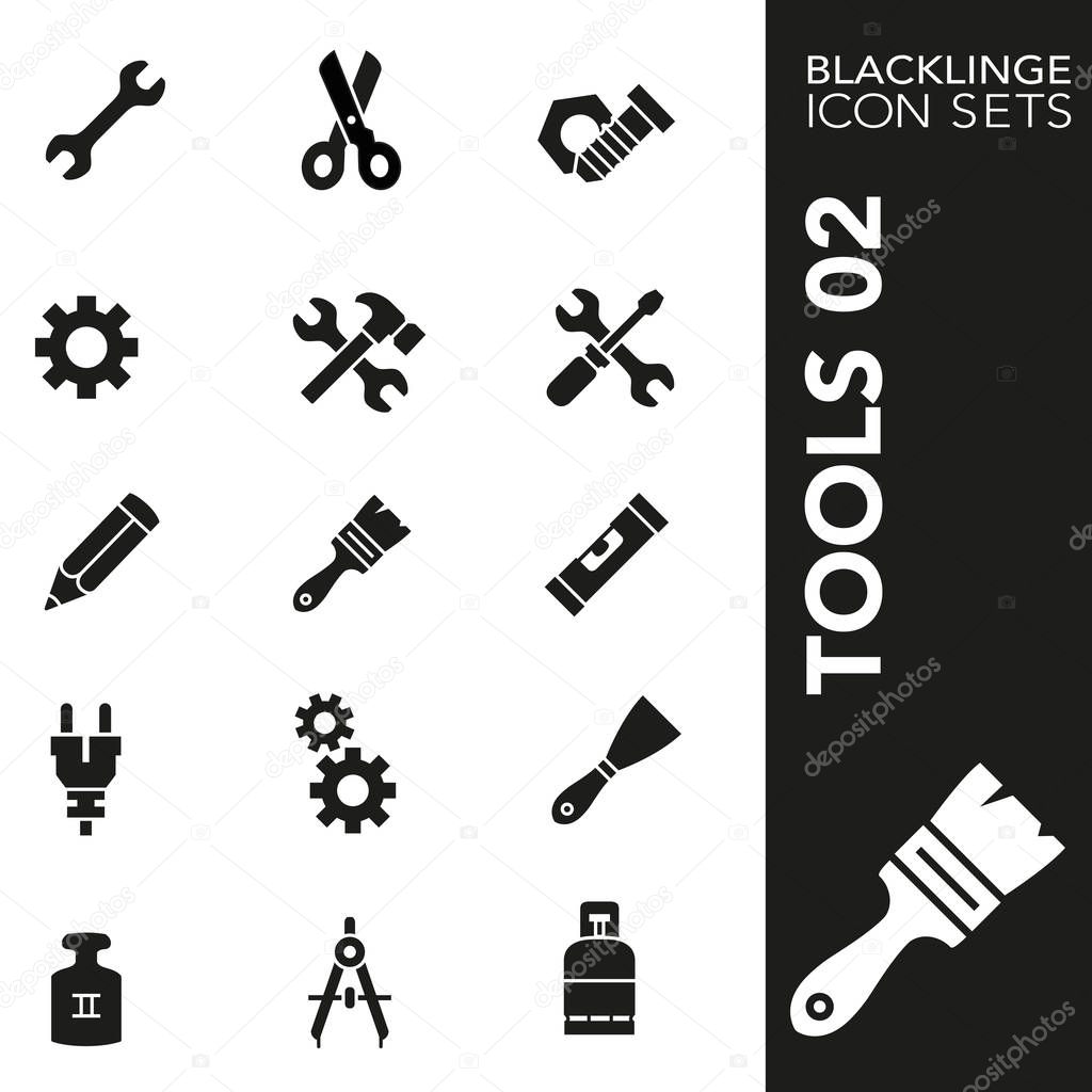 Blacklinge Tools 02 Black and White icon sets