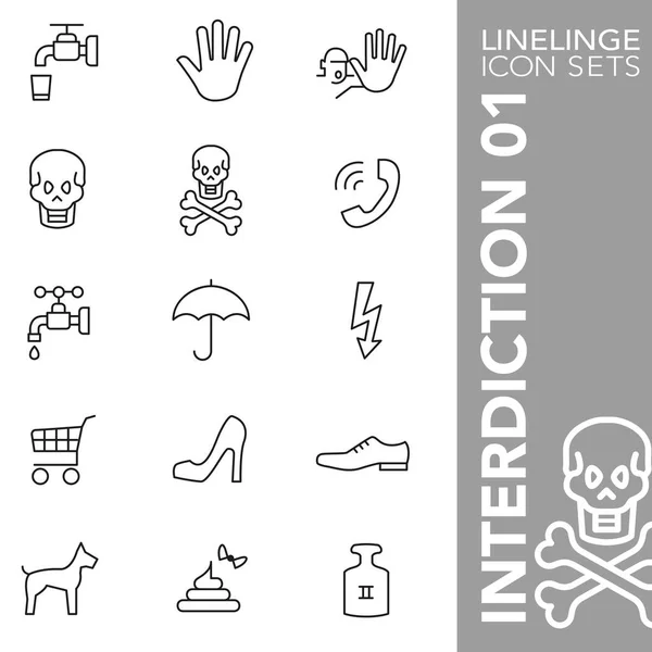 High quality thin line icons of interdiction, symbols and sign. Linelinge are the best pictogram pack unique linear design for all dimensions and devices. Vector outline logo symbol and website content. — Stock Vector