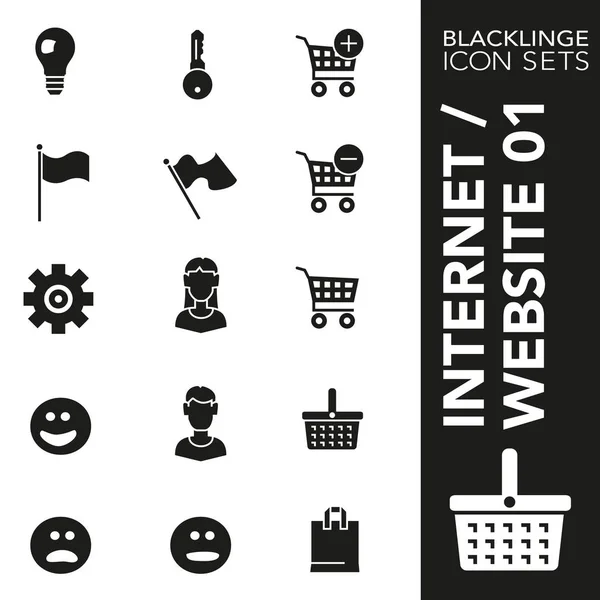 Premium black and white icon - nettside, internett og reklame 01. Blacklinge, moderne samling av svarte og hvite symboler – stockvektor