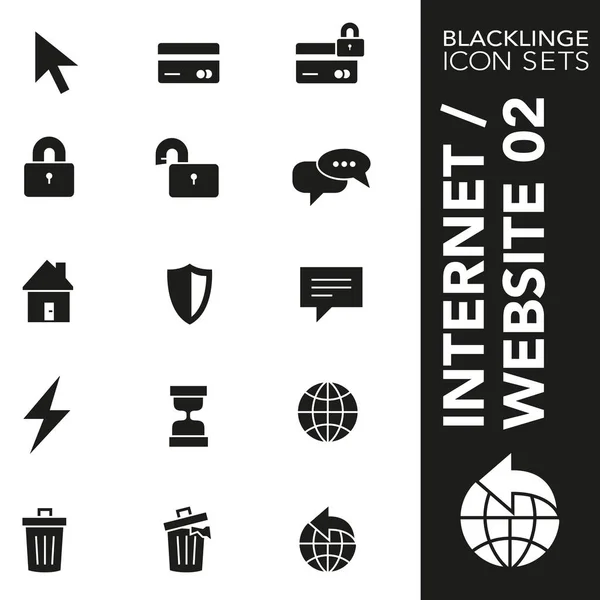 Premium black and white icon - nettside, internett og reklame 02. Blacklinge, moderne samling av svarte og hvite symboler – stockvektor