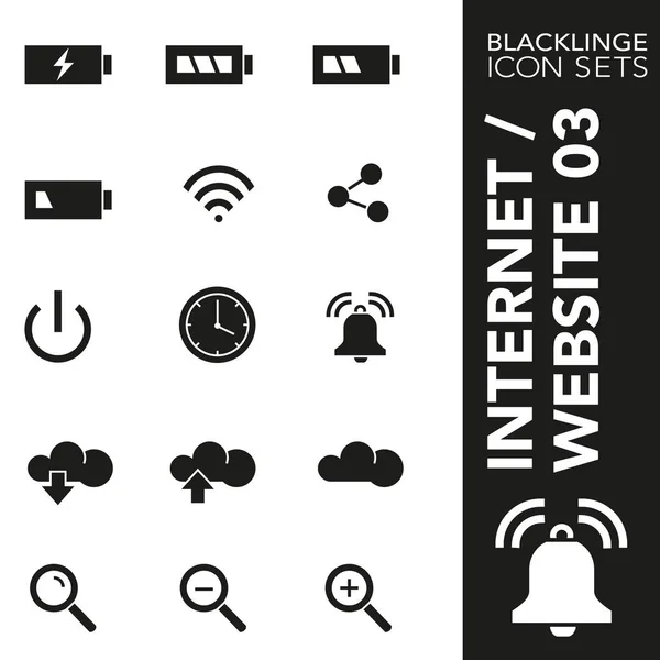 Premium Schwarz-Weiß-Icon-Set von Website, Internet und kommerziellen 03. blacklinge, moderne Schwarz-Weiß-Symbolsammlung — Stockvektor