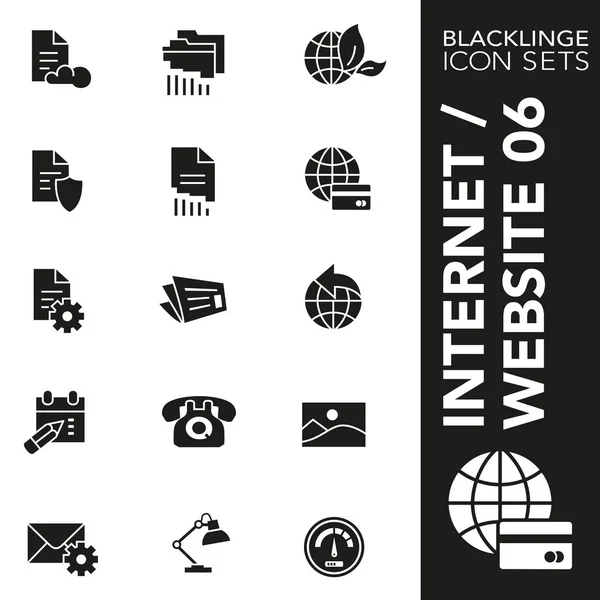 Premium Schwarz-Weiß-Icon-Set von Website, Internet und kommerziellen 06. blacklinge, moderne Schwarz-Weiß-Symbolsammlung — Stockvektor