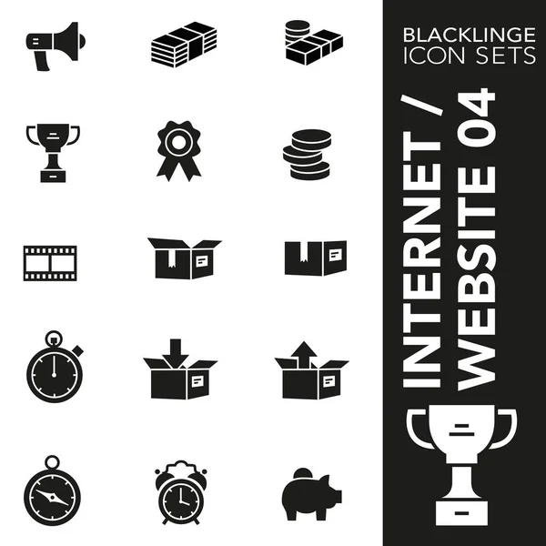 Premium Schwarz-Weiß-Icon-Set aus Website, Internet und kommerziellen 04. blacklinge, moderne Schwarz-Weiß-Symbolsammlung — Stockvektor