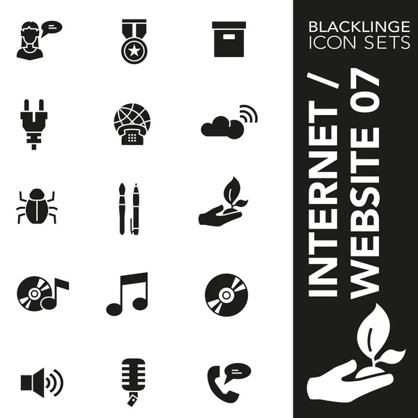 Conjunto de iconos premium en blanco y negro de sitio web, internet y comercial 07. Blacklinge, colección moderna de símbolos en blanco y negro — Vector de stock