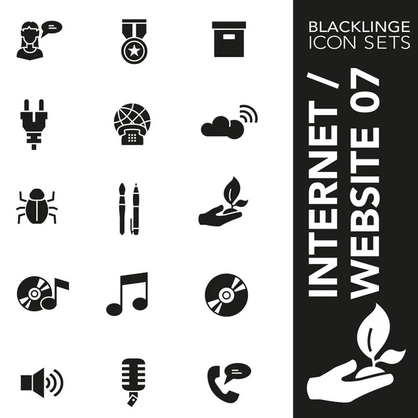 Premium Schwarz-Weiß-Icon-Set für Website, Internet und kommerzielle 07. blacklinge, moderne Schwarz-Weiß-Symbolsammlung — Stockvektor