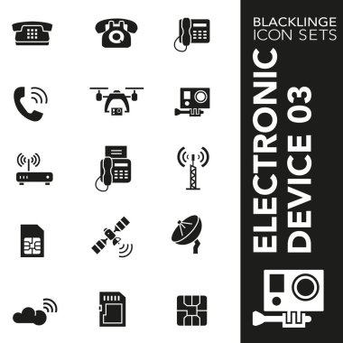 Sigorta primi siyah beyaz Icon set elektronik cihaz, teknolojisi ve elektronik 03. Blacklinge, modern siyah beyaz simgesi toplama