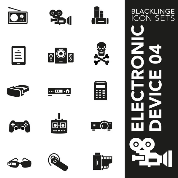 Premium Schwarz-Weiß-Icon-Set für elektronische Geräte, Technologie und Elektronik 04. blacklinge, moderne Schwarz-Weiß-Symbolsammlung — Stockvektor
