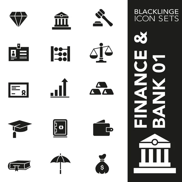 Bankacılık, finans ve ekonomi 01 sigorta primi siyah beyaz simge seti. Blacklinge, modern siyah beyaz simgesi toplama