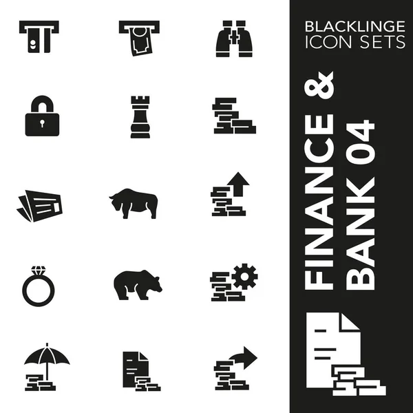 Premium Schwarz-Weiß-Symbolset für Banken, Finanzen und Wirtschaft 04. blacklinge, moderne Schwarz-Weiß-Symbolsammlung — Stockvektor