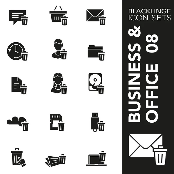 Premium Schwarz-Weiß-Icon-Set für Geschäfts-, Büro- und Website-Inhalte 08. blacklinge, moderne Schwarz-Weiß-Symbolsammlung — Stockvektor