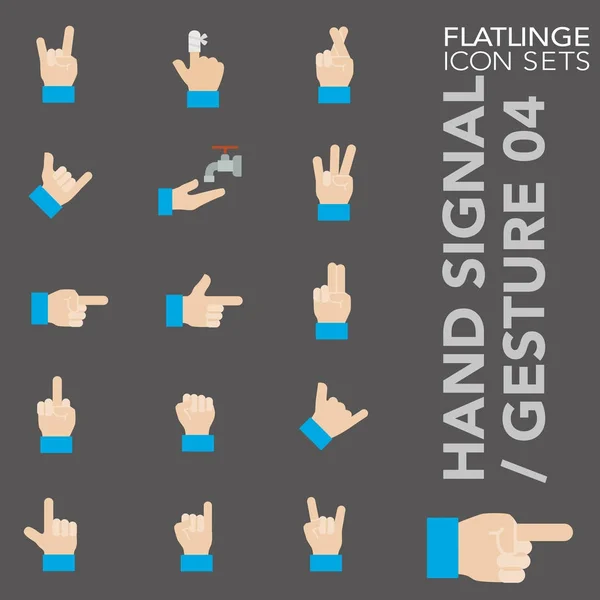 Conjunto de ícone colorido plano premium de sinal de mão, gesto de mão e sinal de mão 04. Flatlinge, coleção de símbolos coloridos modernos . — Vetor de Stock