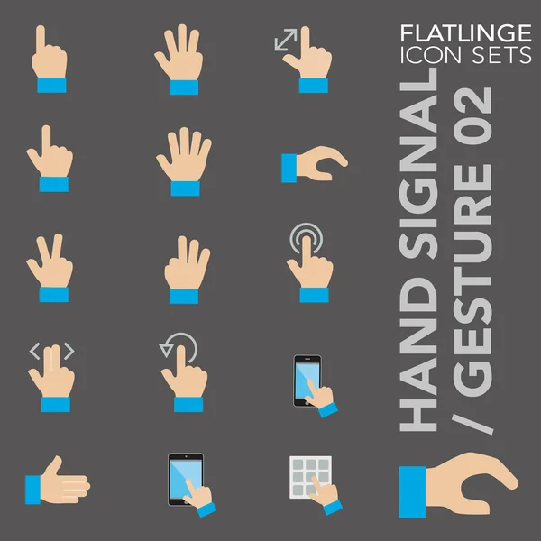 Premium flache bunte Symbolset von Handzeichen, Handgesten und Handzeichen 02. flache, moderne farbige Symbolsammlung. — Stockvektor