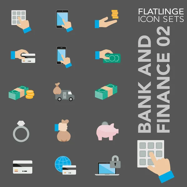 Icônes Colorées Plates Haute Qualité Banque Finance Flatlinge Sont Meilleur — Image vectorielle