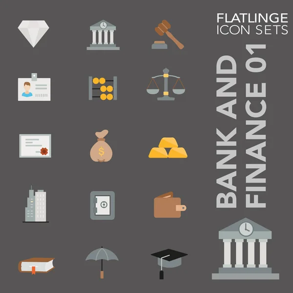 Icônes Colorées Plates Haute Qualité Banque Finance Flatlinge Sont Meilleur — Image vectorielle