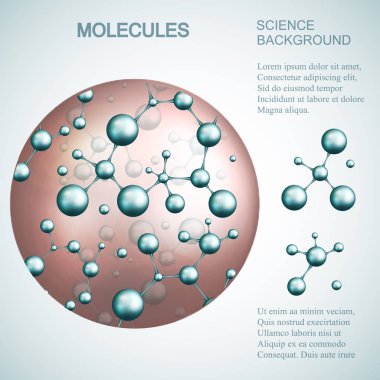 DNA ve molekül. Tıp, bilim, teknoloji ve kimya için vektör şablonu