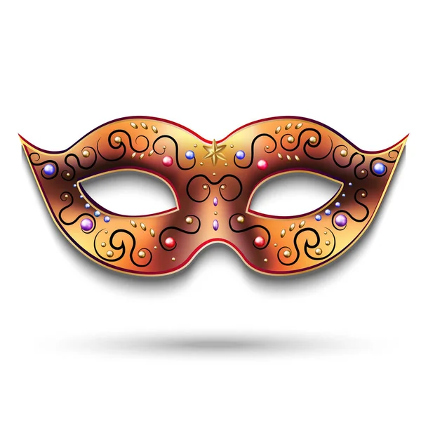 Mardi Gras máscara isolada em branco. Vetor ornamentado máscara de carnaval veneziano — Vetor de Stock