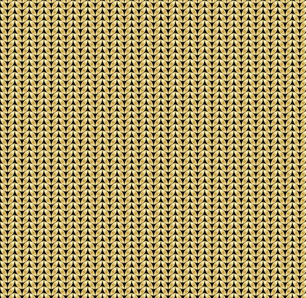 Realistic knit texture with gold thread. Vector seamless pattern — Stock Vector