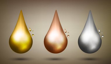 Damla kümesi. Petrol sıvı metal. Vektör çizim