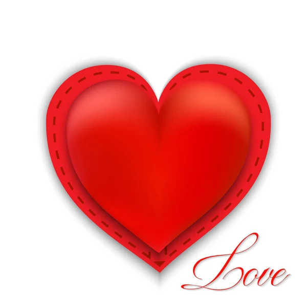 赤いバレンタイン ハート。白い背景の心臓。愛の概念。ベクトル図 — ストックベクタ
