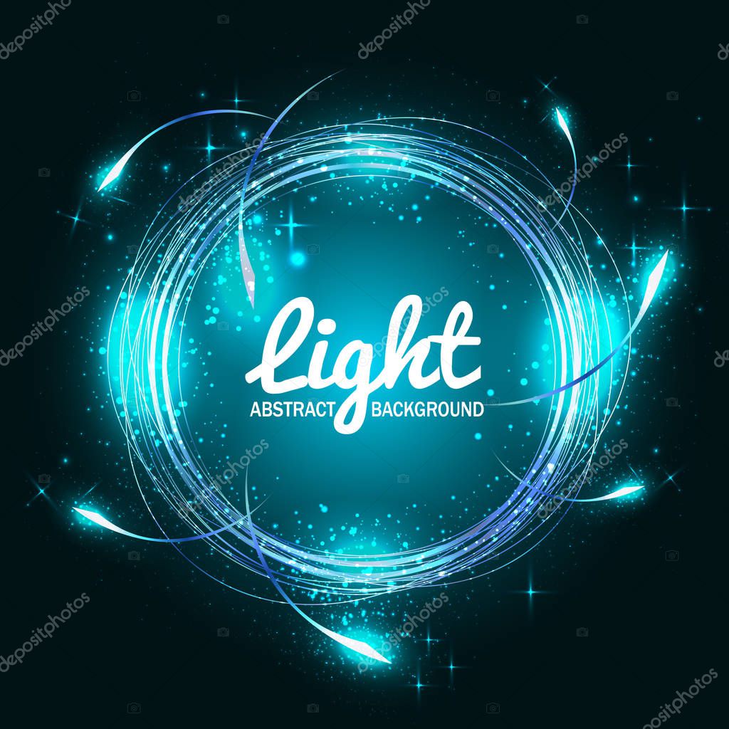 Abstract blue light circles background. Vector illustration
