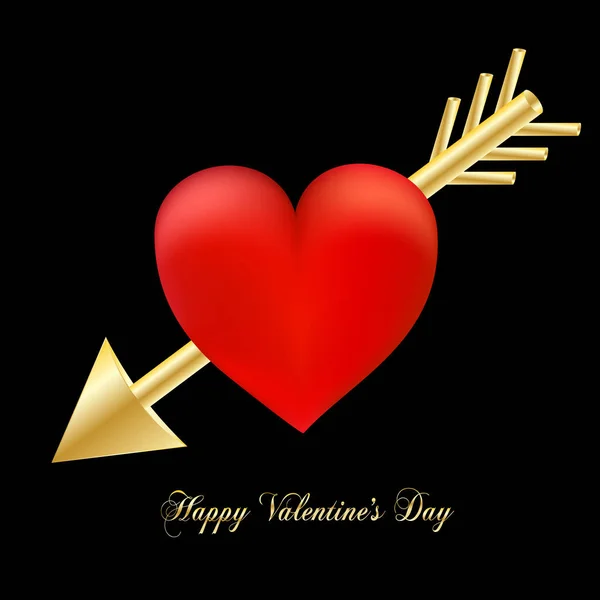 Glückliche Valentinstag Luxus-Grußkarte. rotes Herz durchbohrt von — Stockvektor
